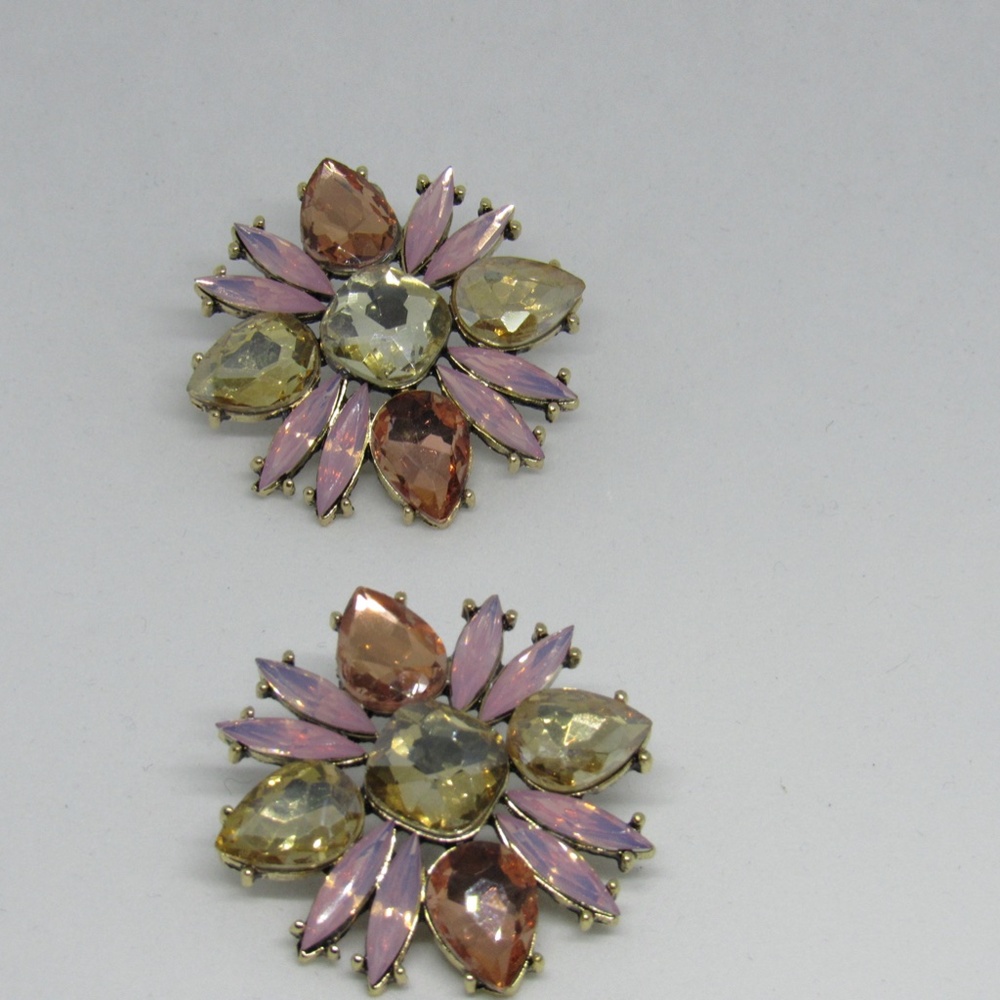 Large Multicolor Rhinestone Earrings - Picture 4 of 5